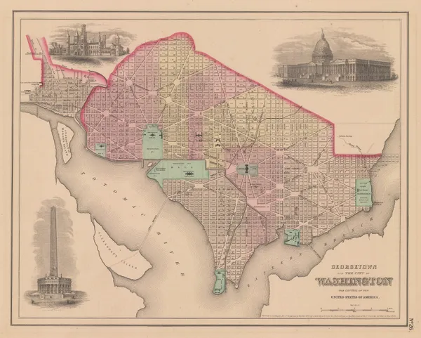 Joseph Hutchins Colton, Georgetown and the City of Washington, 1855