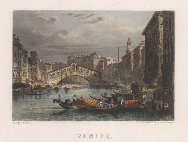 Conrad Malte-Brun, Italy - Venice, Rialto Bridge, Venice, 1855