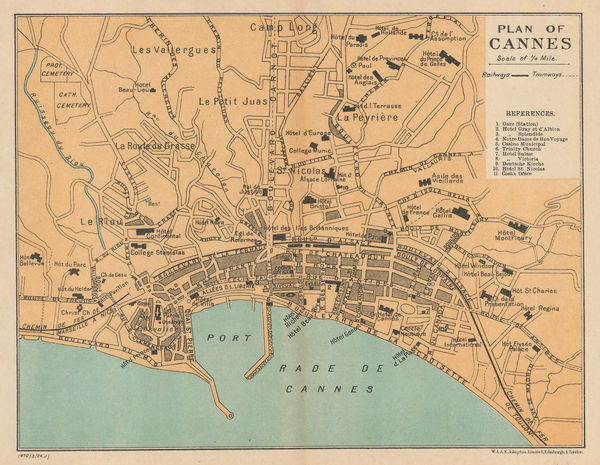 W. & A.K. Johnston, Plan of Cannes, 1923