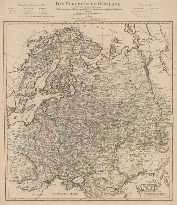 Johann Nepomuk Diewald, European Russia divided into provinces, 1820