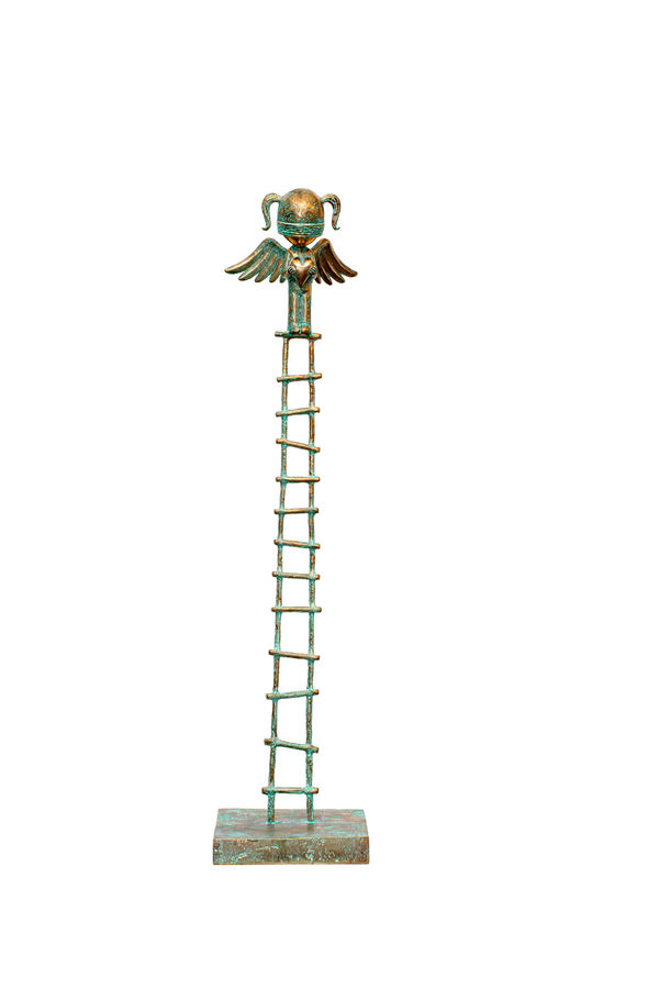 Girl with heart wings on ladder, Samuel Allerton, Bronze