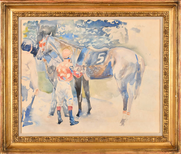 Colin Coots (b. 1944), Saddling up, Saratoga Springs