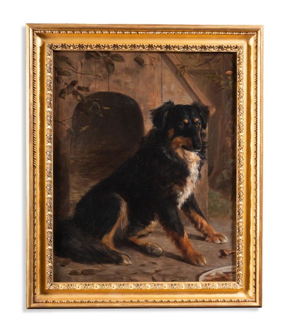 Walter Armiger Bowring (1874-1931), A sheepdog before a kennel