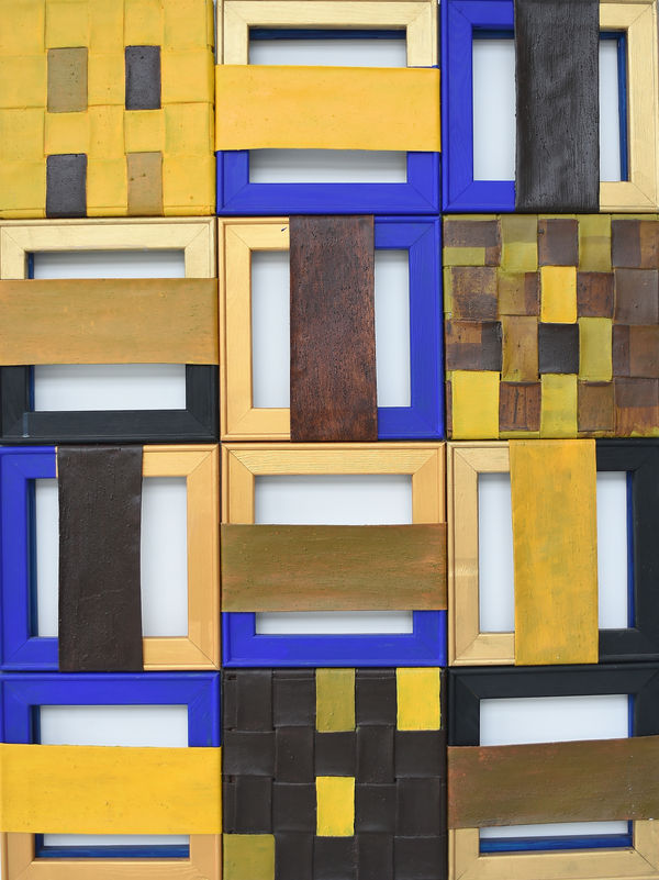 Engdaget Legesse, Brown and Yellow in Gold and blue Frame, 2020