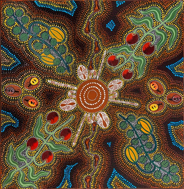 Women Gathering Wild Passionfruit, Quandong and Honey Ants by Marie Ryder