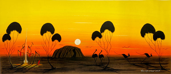 Tommy Crow, Sunset Dreaming at Uluru, 2025
