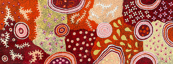 Minyma Malilu by Kay Baker, 2024, acrylic on Belgian linen, 100 x 49 cm