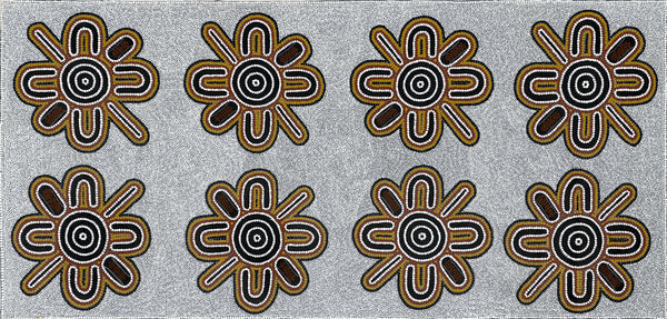 Janmarra Jukurrpa by Glorine Martin, 2025, acrylic on canvas, 71 x 153 cm