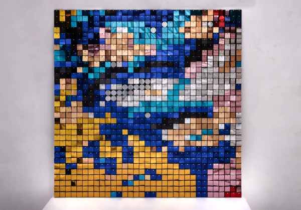 Karla Nixon Never One Thing All Together Series, Panel 3, 2025 Sequins, wood, glue, nails 99 x 99 x 2 cm