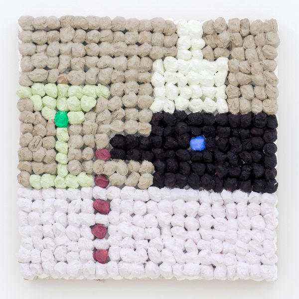 Joe Zucker Baresane, 2018 burlap, cotton, acrylic 63.5 x 63.5 cm