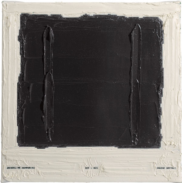 Simon Linke Jacqueline Humphries at Greene Naftali, 2017 oil paint on canvas 26.5 x 26.5 cm