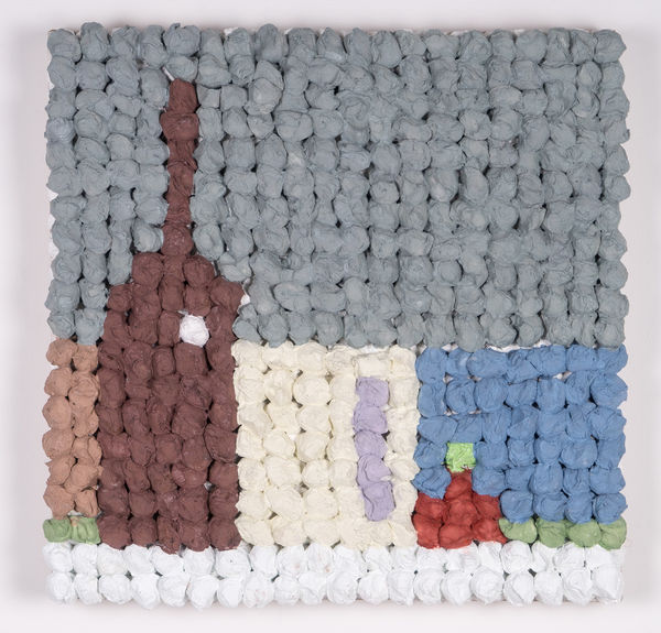 Joe Zucker Castelvetrano, 2018 burlap, cotton, acrylic 63.5 x 63.5 cm