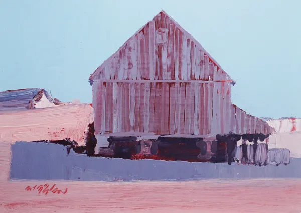 Mhairi McGregor PAI RSW Amana Barn, Iowa Oil on canvas 9.5 x 14 "