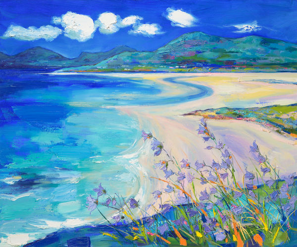 Judith Bridgland Harebells, Seilebost, Harris Oil on linen 40 x 48 "