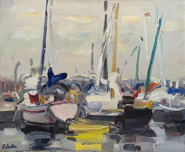 James Fullarton Yachts at Troon Marina Oil on linen 16 x 20 " 40.6 x 50.8 cm