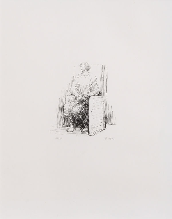 Henry Moore OM CH FBA RBS Seated Woman in Armchair Lithograph 31 x 26 "