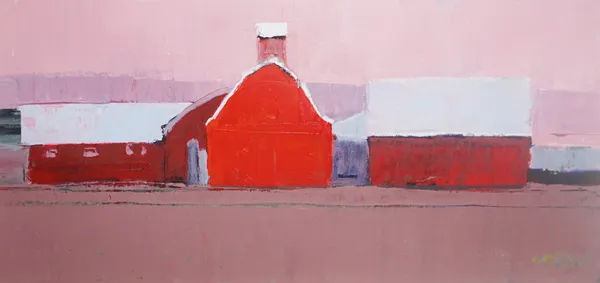 Mhairi McGregor PAI RSW German Barns Iowa Oil 12 x 24 "