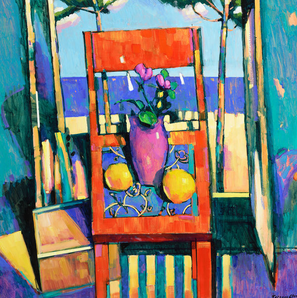 Terence Clarke The Pink Vase Acrylic on canvas 32 x 32 "