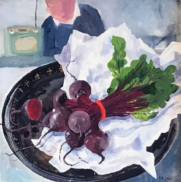 Brita Granström The Radio's Ugly Mouth Acrylic on canvas 16 x 16 "