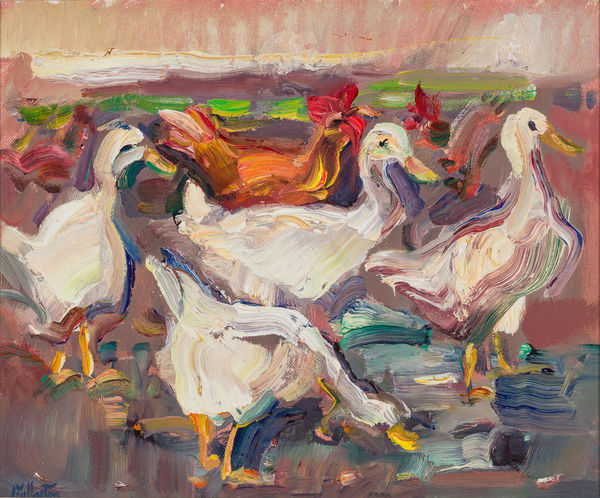James Fullarton Ducks Oil on board 10 x 12 " 25.4 x 30.5 cm