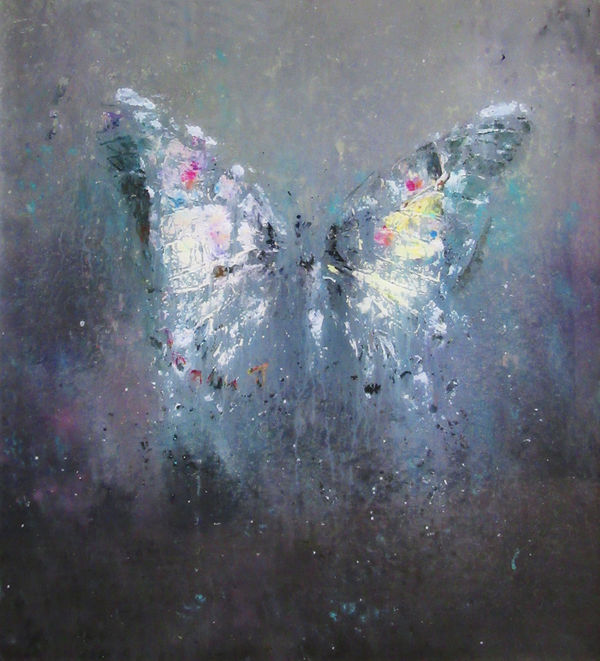 Gail Catlin Butterfly II Mixed Media on perspex 31.5 x 39.5 "