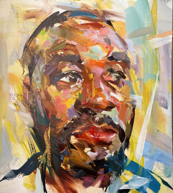 Paul Wright Captain Marvel Oil on board 14.17 x 12.6 in 36.0 x 32.0 cm