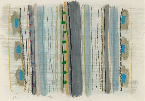 Tony O'Malley HRHA Lines 1976 Mixed Media 9.25 x 13.5 "