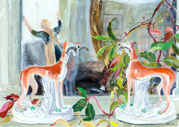 Brita Granström Opening the Shutters, 2021 Acrylic on canvas 20 x 28 "