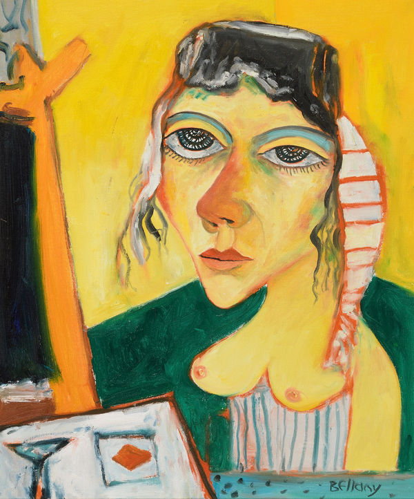 John Bellany CBE RA HRSA The Game in Yellow Interior Oil on canvas 24 x 20 "