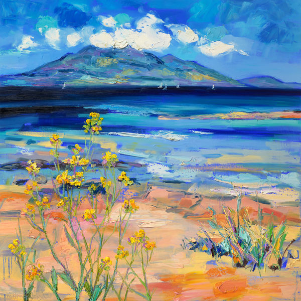 Judith Bridgland Flowers at Seamill Oil on linen 40 x 40 "