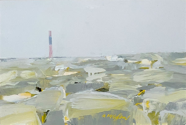 Mhairi McGregor PAI RSW Fond Du Lac Lighthouse, Wisconsin Oil on canvas 9.5 x 14 "