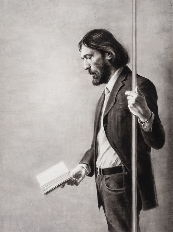 Graeme Wilcox Reading Commuter Ink and Charcoal 39.5 x 29.5 "