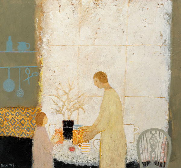 Helen Tabor Making Marmalde Oil on board 27.5 x 29.5 "