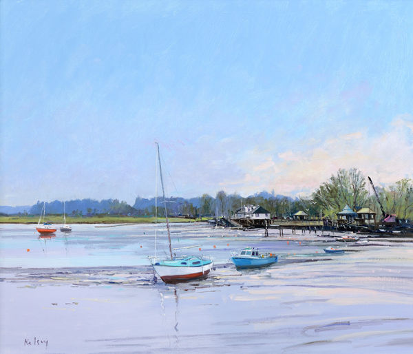 Robert Kelsey DA MUniv PAI FRSA Low Tide, Woodbridge Oil on linen 24 x 28 "