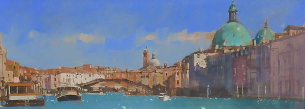 David Sawyer RBA The Green Dome, San Simone Piccolo Oil on board 6:x 16 "