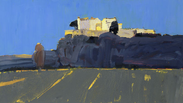 Mhairi McGregor PAI RSW Stirling Castle Oil on board 18 x 31 "