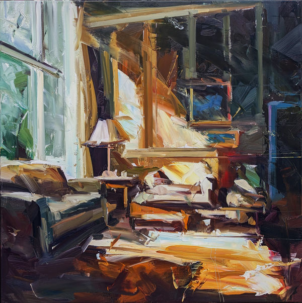 Paul Wright The Refuge Oil on linen 32 x 32 "