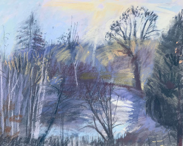 Kim Scouller Kenwood Pond Sunset Pastel on paper 11" x 16"
