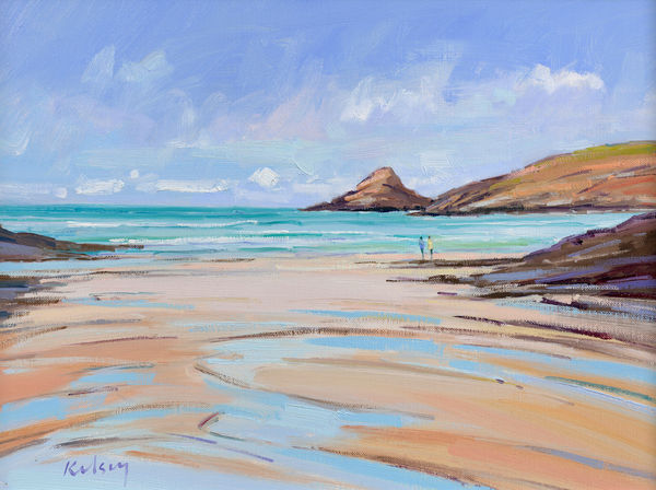 Robert Kelsey DA MUniv PAI FRSA Watching the Surf, Trevone Oil on linen 12 x 16 "