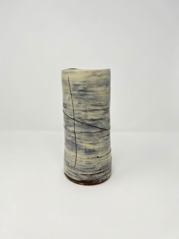 Lloyd Peters Cylinder Vase I Stoneware; iron and white slip, ash glaze 4" x 9"