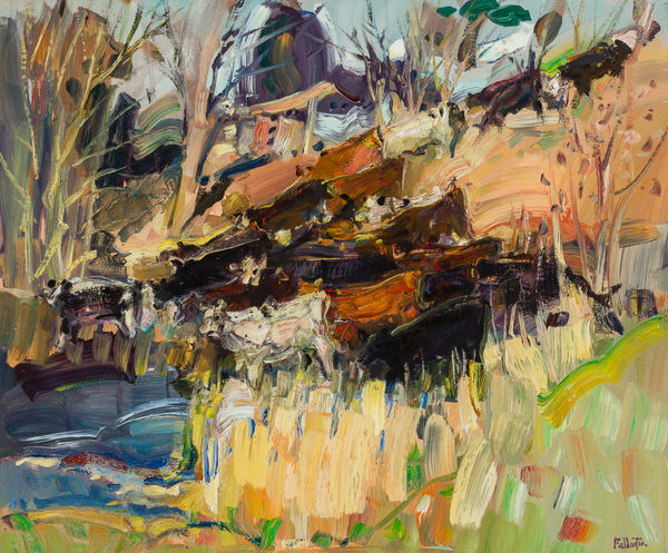 James Fullarton River Girvan by Straiton Oil on linen 30 x 36 "