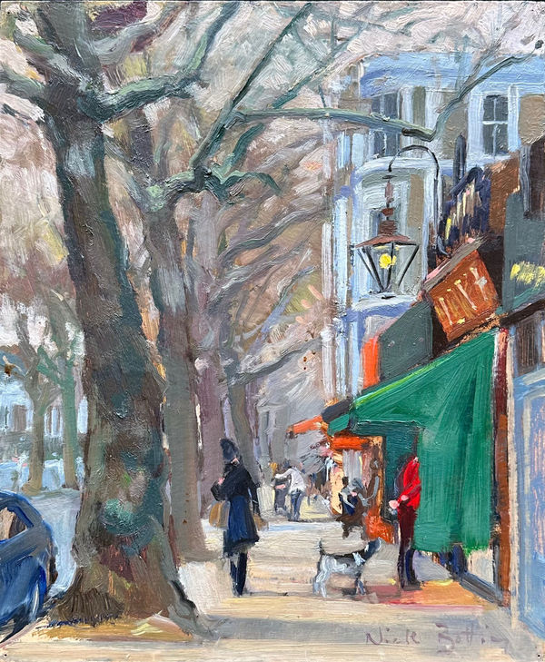 Nick Botting Holland Park Road, Winter's Day Oil on board 12 x 10 "