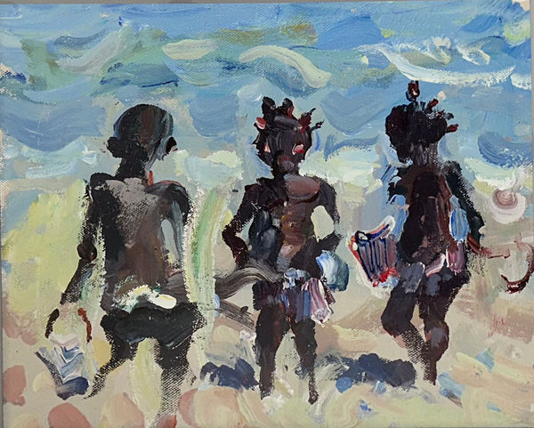 James Fullarton Brittany Beach Acrylic on board 10 x 12 " 25.4 x 30.5 cm