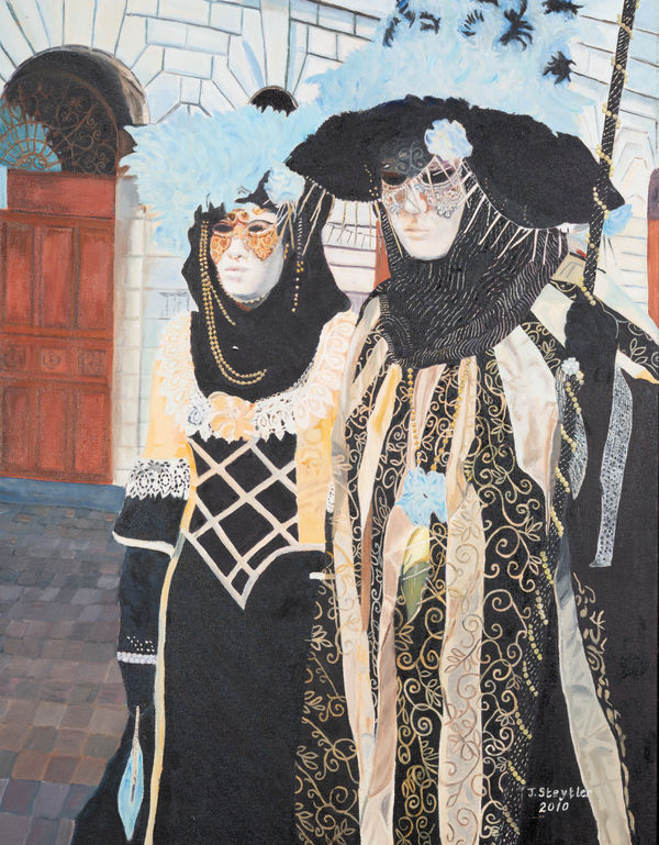 John Steytler Venetian Masquerade Oil on canvas 36 x 28 "