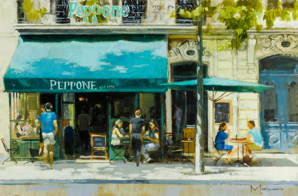 Jack Morrocco Café Peppone, Bordeaux Oil on canvas 16 x 24 "