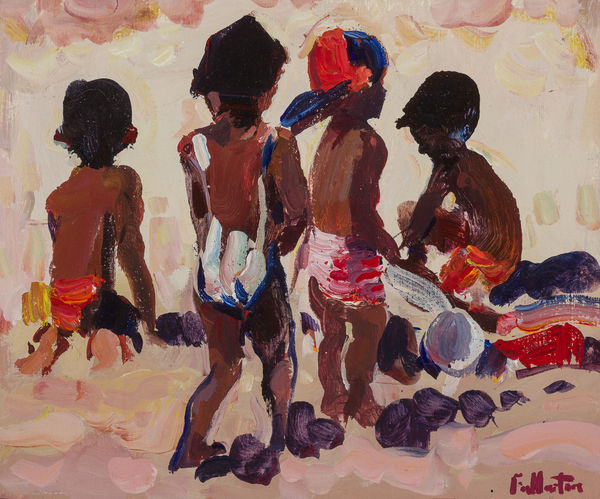 James Fullarton Playing on a Brittany Beach Acrylic on board 10 x 12 " 25.4 x 30.5 cm