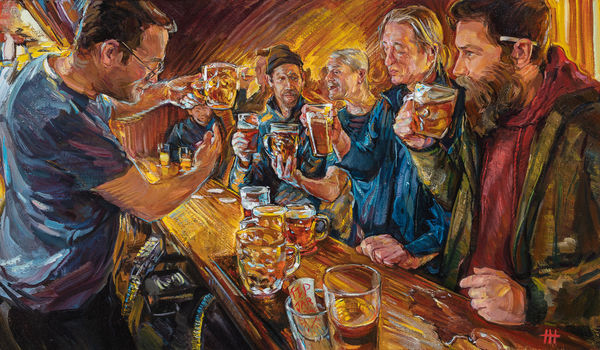 Lewis Hazelwood-Horner RBA Tapping the Admiral Oil on canvas 20 x 34"