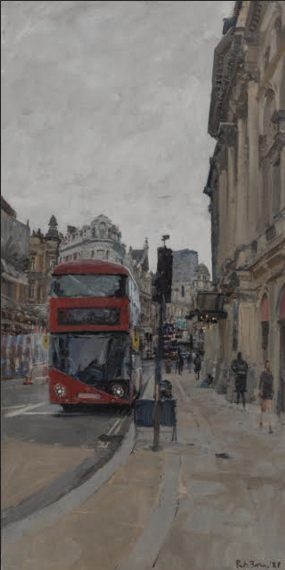Peter Brown PNEAC PS ROI RP Hon RBA No. 38 Victoria, Shafestbury Avenue, 10.30am - 4pm Oil on board 24 x 12 "