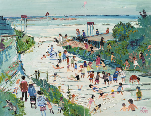 Fred Yates At the Seaside Oil 14.5 x 19 "
