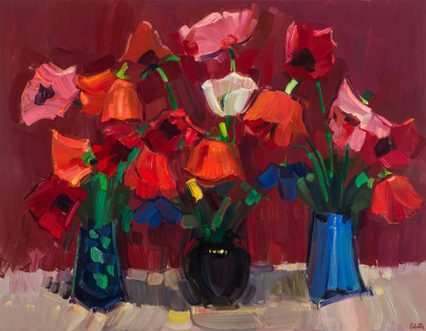 James Fullarton Poppies, Still Life Oil on linen 42 x 54 "